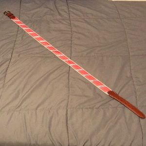 Collard Greens: pink and blue stripped belt